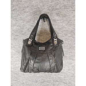 Scarleton Los Angeles Black Vegan Leather 5.5 x10.5 13.5 inches Silver Hardware